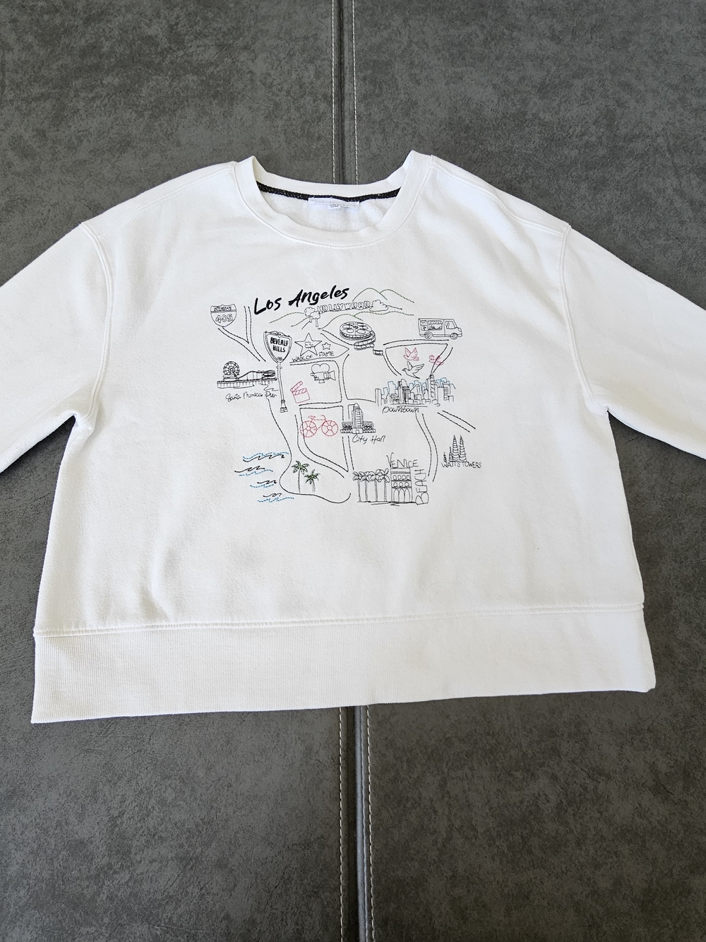 Jane and Delancey White Los Angeles Graphic Crewneck Sweatshirt Women's Large - Picture 4 of 4